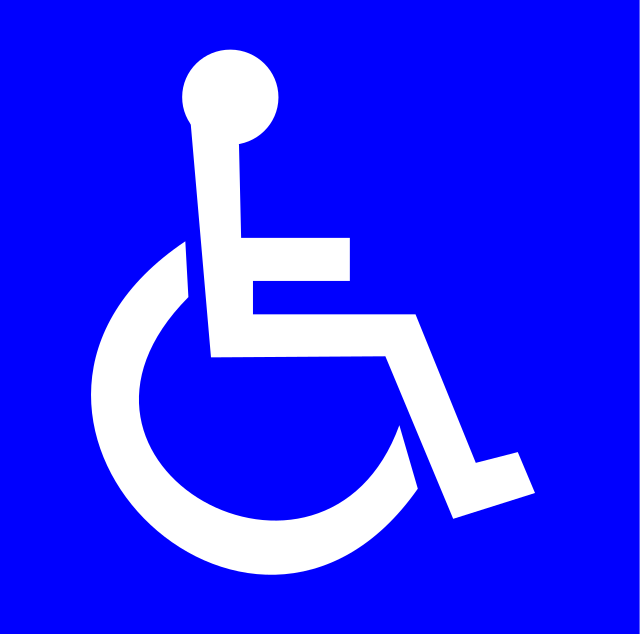 Standard blue and white wheelchair accessibilty symbol
